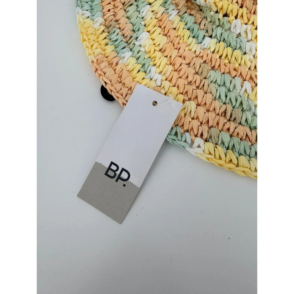 BP Nordstrom Womens Pink Multi Swirl Woven Straw Sun Hat NEW